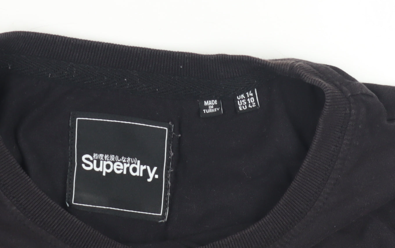 Superdry Women's Black Crew Neck T-Shirt Size 14