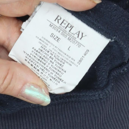 Replay Men's Blue Full Zip Hoodie - Size L