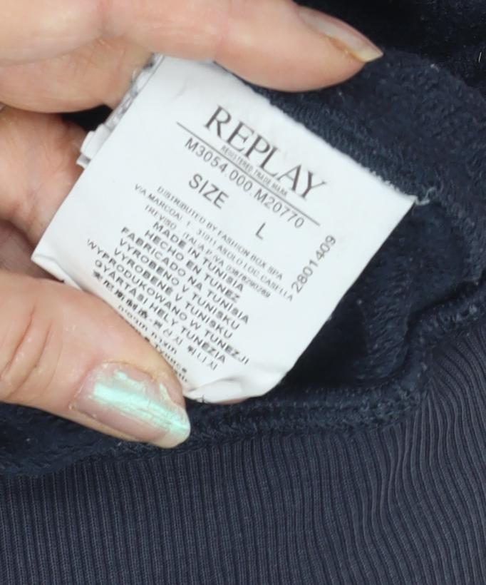 Replay Men's Blue Full Zip Hoodie - Size L