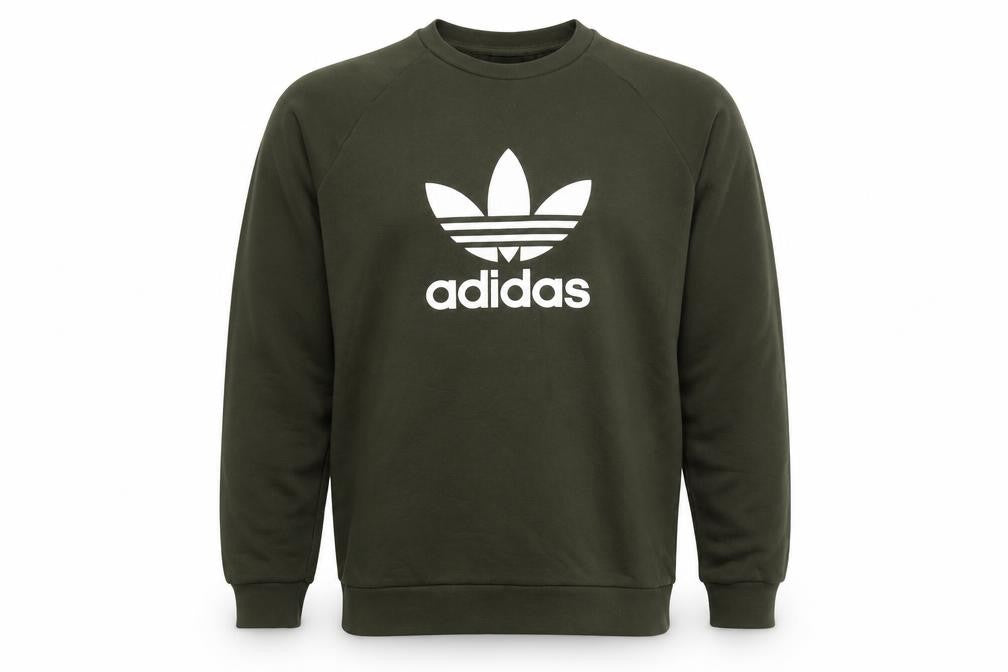 Front view of Adidas Men's Green Pullover Sweatshirt M