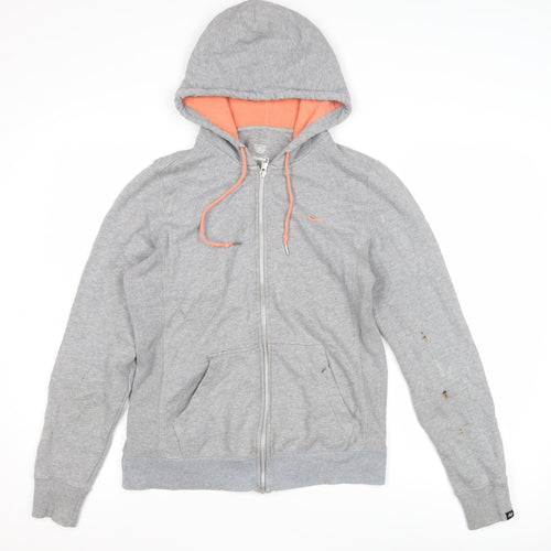Nike Women's Grey Full Zip Hoodie - L, Activewear Essential