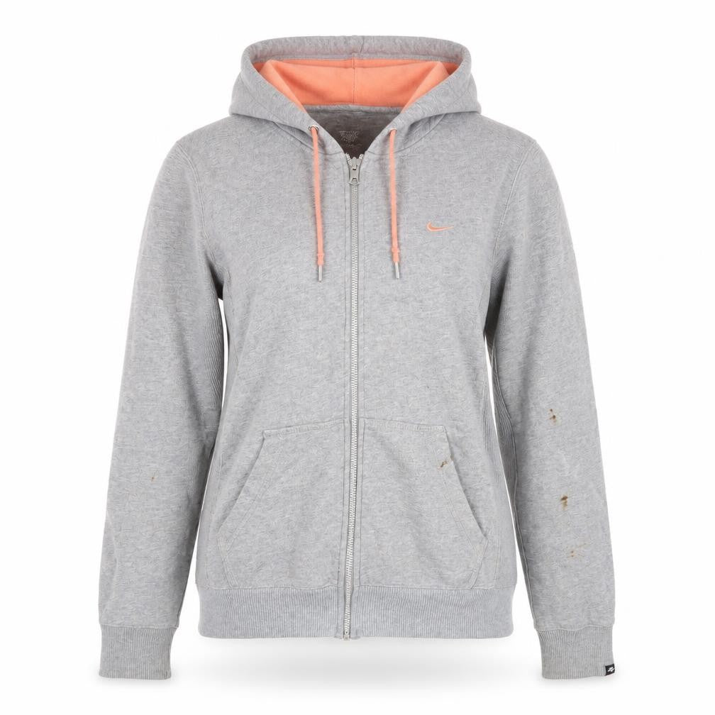 Front view of Nike Women's Grey Full Zip Hoodie - L, Activewear Essential