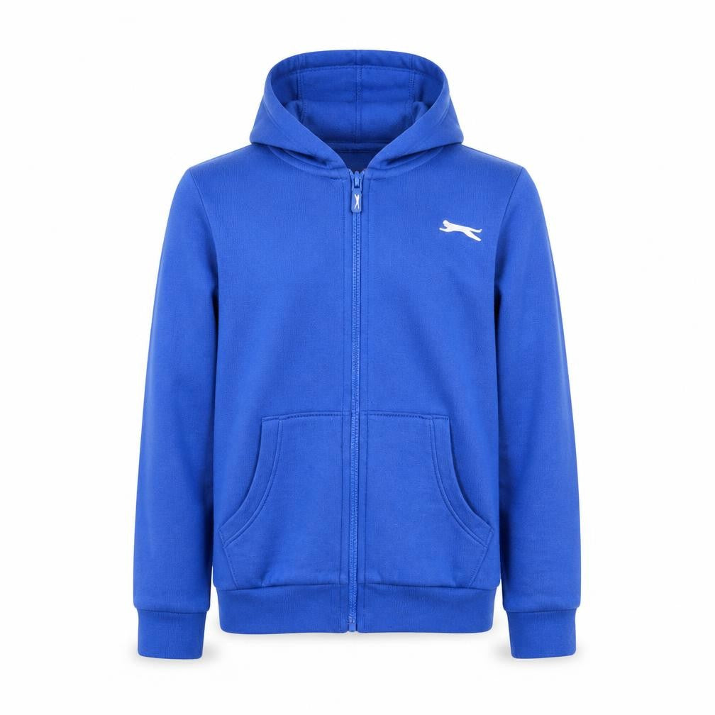 Front view of Slazenger boys’ blue full zip hoodie 9-10 years