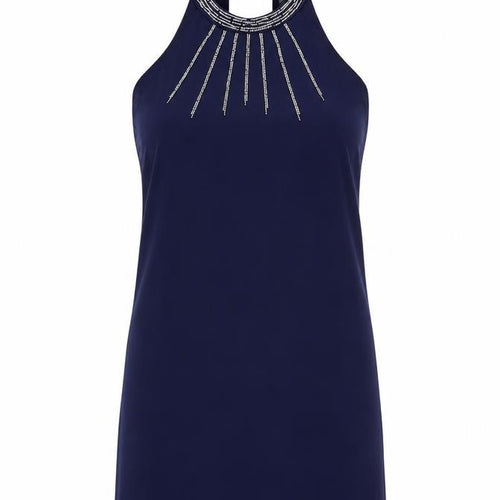 Yumi Women's Blue Halter Dress Size 12 Beaded Party
