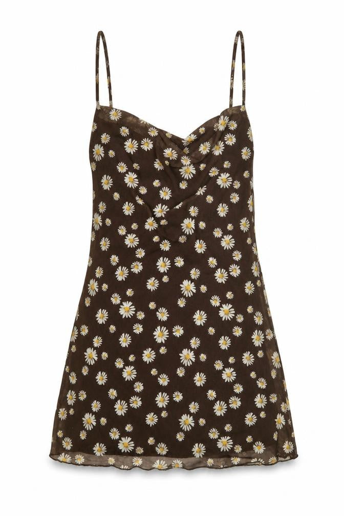 Front view of Pull&Bear Women's Brown Floral Camisole Tank Top