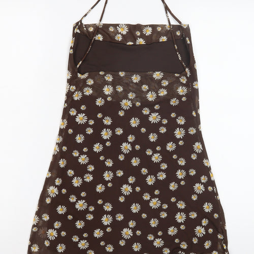 Pull & Bear Women's Brown Floral Camisole Tank Top
