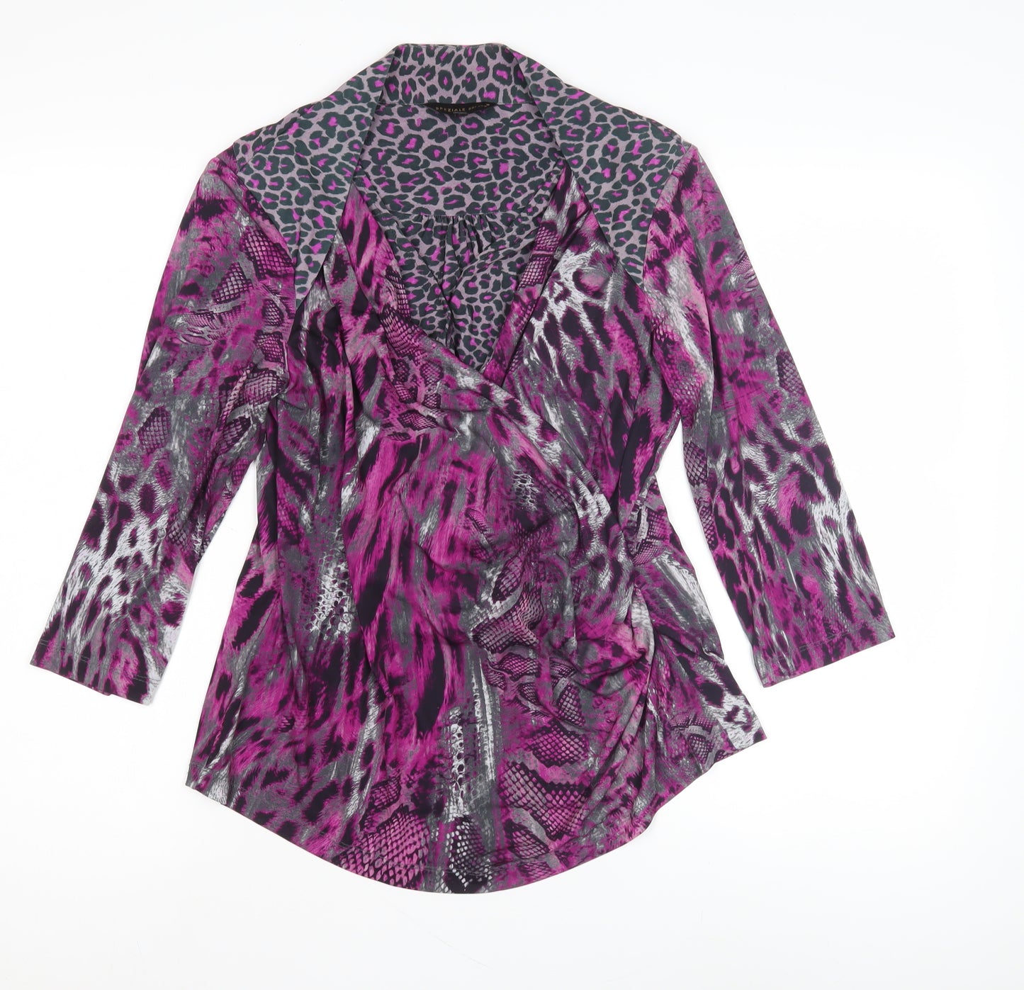 Marks and Spencer Women's Multicoloured Wrap Blouse, Size 14