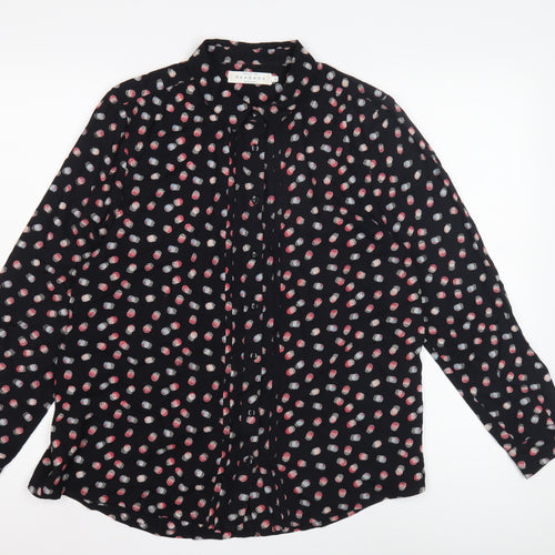 John Lewis Women's Black Polka Dot Button-Up Shirt