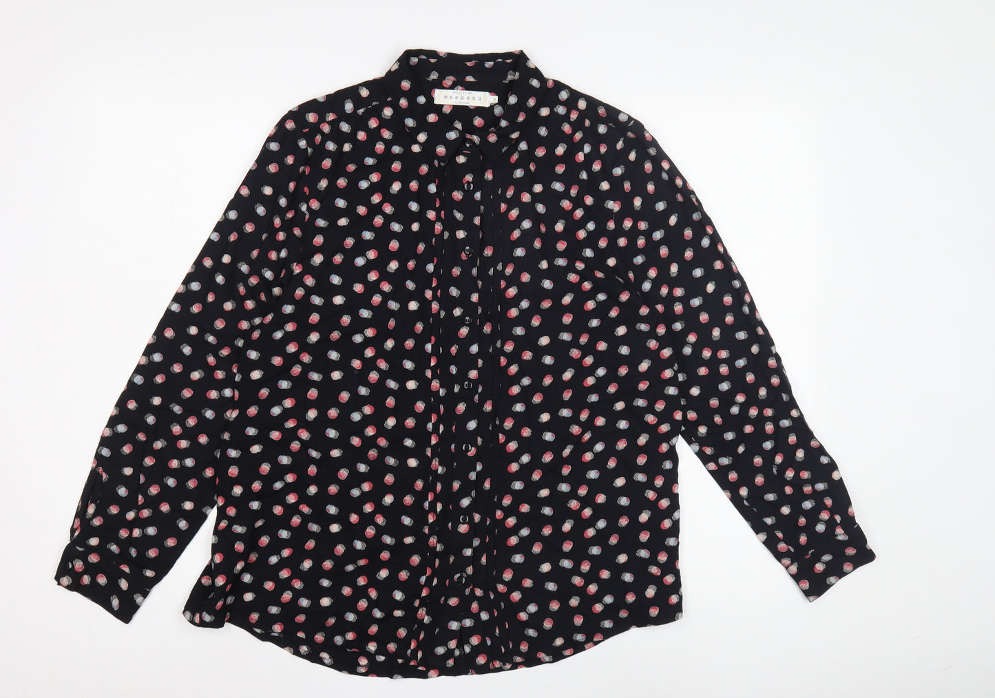 John Lewis Women's Black Polka Dot Button-Up Shirt