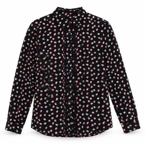 John Lewis Women's Black Polka Dot Button-Up Shirt