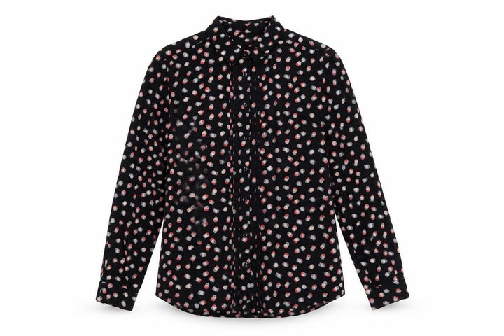 John Lewis Women's Black Polka Dot Button-Up Shirt