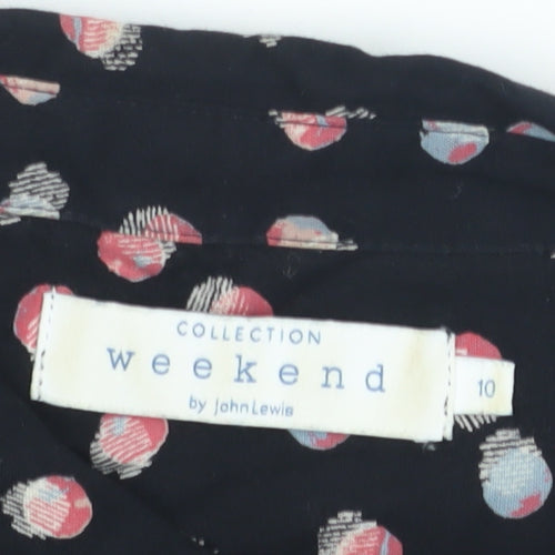 John Lewis Women's Black Polka Dot Button-Up Shirt