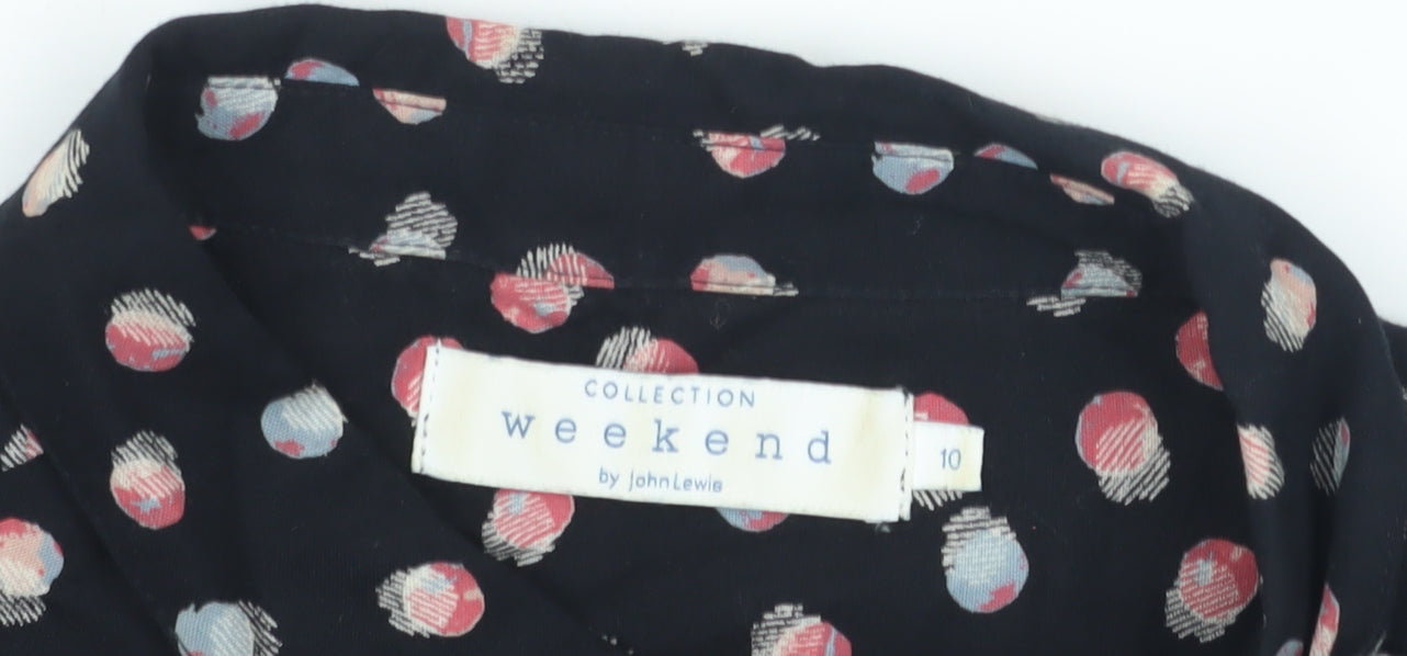 John Lewis Women's Black Polka Dot Button-Up Shirt