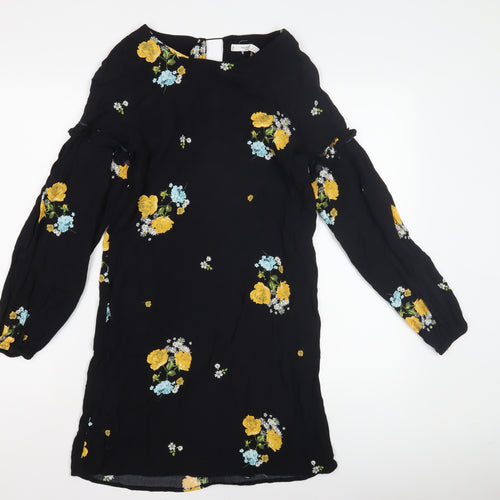 Mango Women's Black Floral Long Sleeve Dress XS