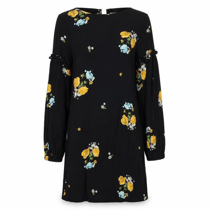 Mango Women's Black Floral Long Sleeve Dress XS