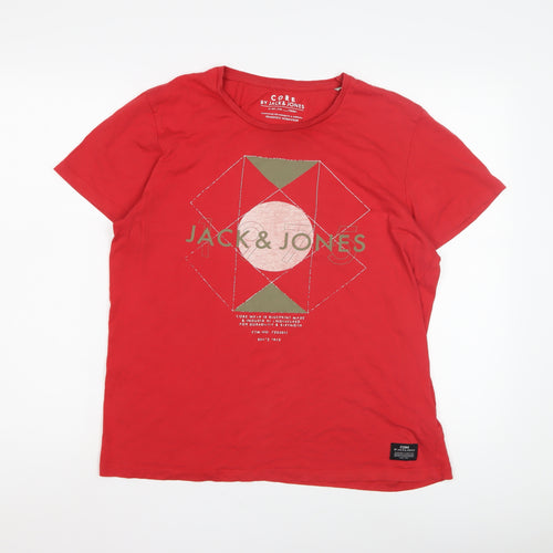 Jack & Jones Red Unisex T-Shirt, L, Casual Style
