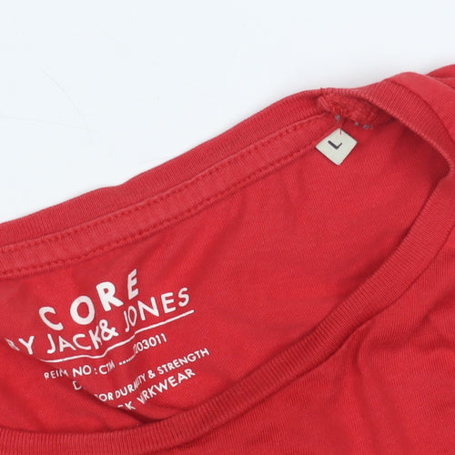Jack & Jones Red Unisex T-Shirt, L, Casual Style