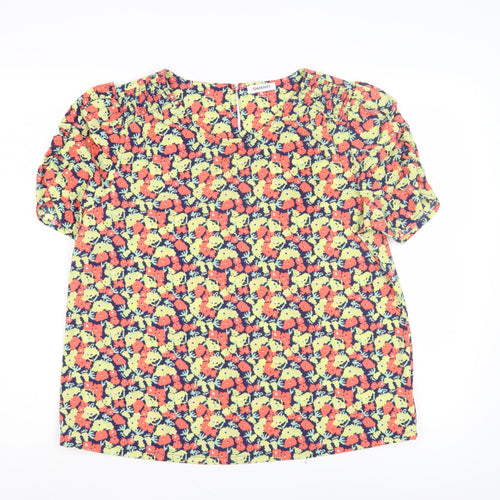 Damart Women's Multicoloured Floral Blouse - Size 14, V-Neck