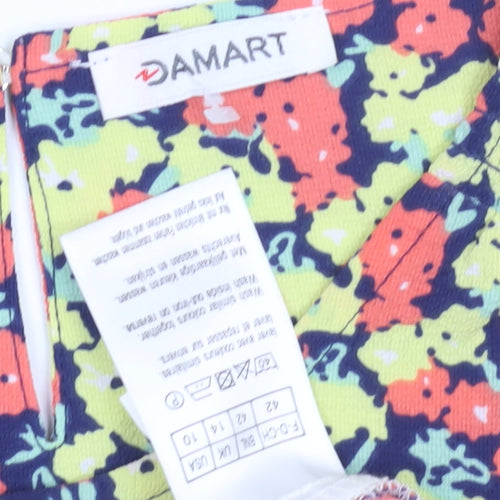 Damart Women's Multicoloured Floral Blouse - Size 14, V-Neck