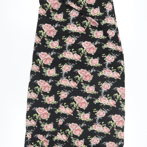 Yumi Women's Black Floral Slip Dress - Size M, Lace Accents