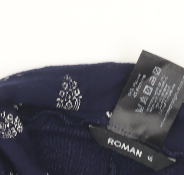 Roman Women's Blue Floral Viscose Trousers