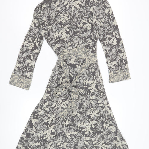 White Stuff Women's Grey Wrap Dress - Size 8