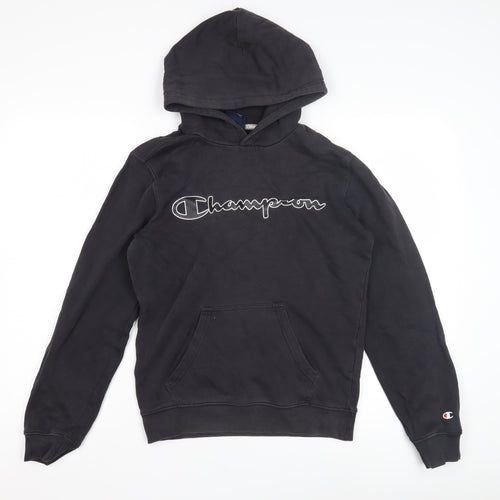 Champion Unisex Black Hoodie XS, Logo Pullover