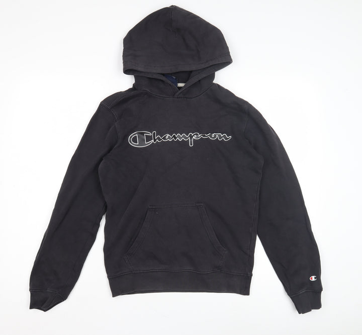 Champion Unisex Black Hoodie XS, Logo Pullover