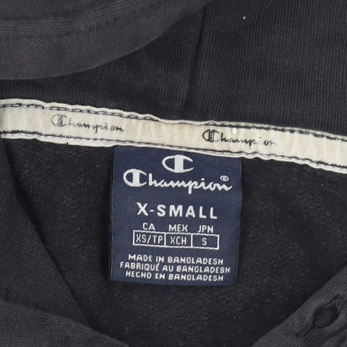 Champion Unisex Black Hoodie XS, Logo Pullover