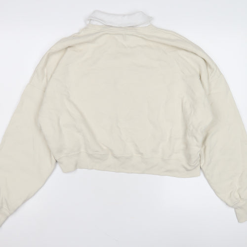 Hollister Women's White Collared Sweatshirt M