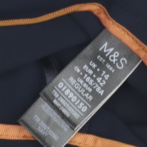 Marks and Spencer Women's Blue Wide-Leg Trousers Size 14