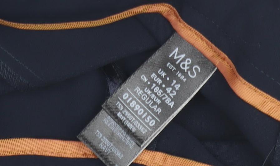 Marks and Spencer Women's Blue Wide-Leg Trousers Size 14