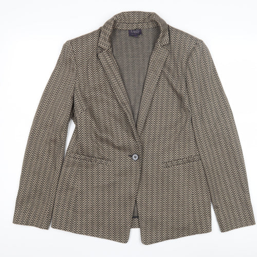 Marks and Spencer Women's Beige Geometric Blazer Size 12