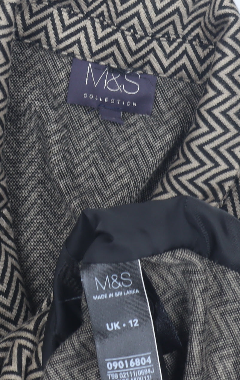 Marks and Spencer Women's Beige Geometric Blazer Size 12
