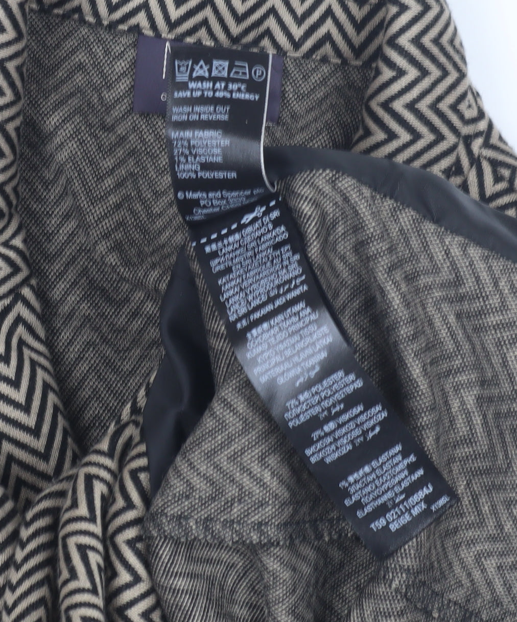 Marks and Spencer Women's Beige Geometric Blazer Size 12