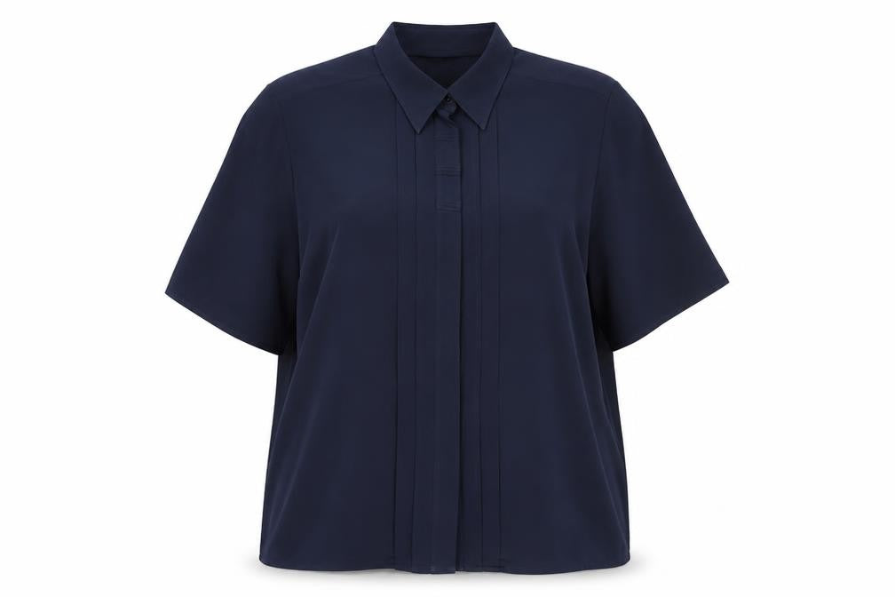 Front view of Alexon Women's Blue Button-Up Shirt, size 18