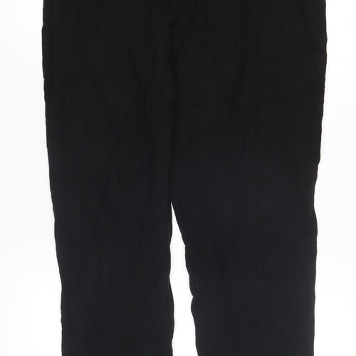 ASOS DESIGN Black Tapered Linen Trousers UK 8