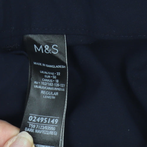 Marks and Spencer Women's Blue Straight-Leg Trousers