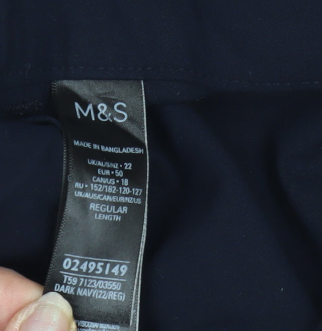 Marks and Spencer Women's Blue Straight-Leg Trousers