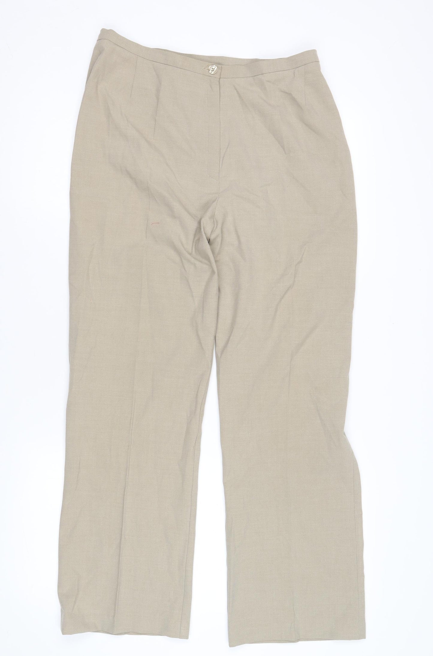 Next Women Beige Trousers Size 14 Linen Blend Regular