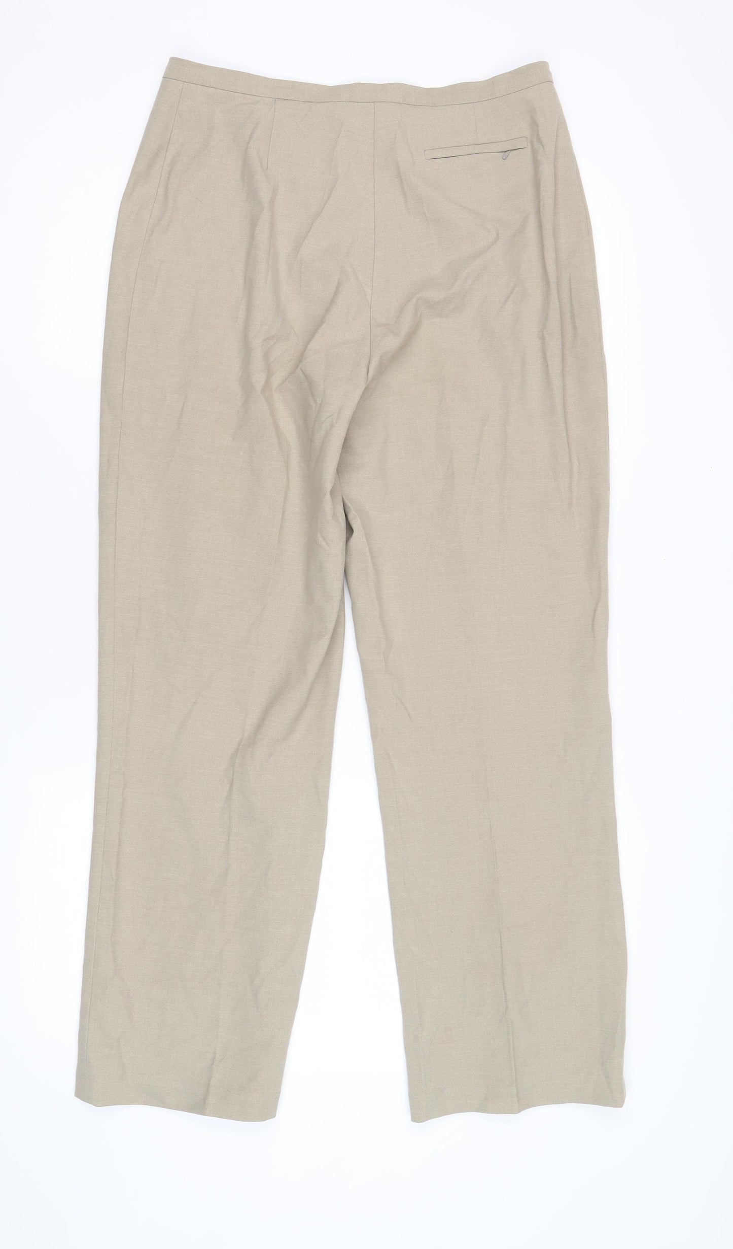 Next Women Beige Trousers Size 14 Linen Blend Regular