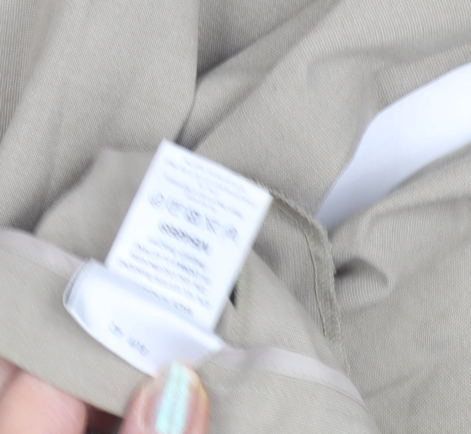 Next Women Beige Trousers Size 14 Linen Blend Regular
