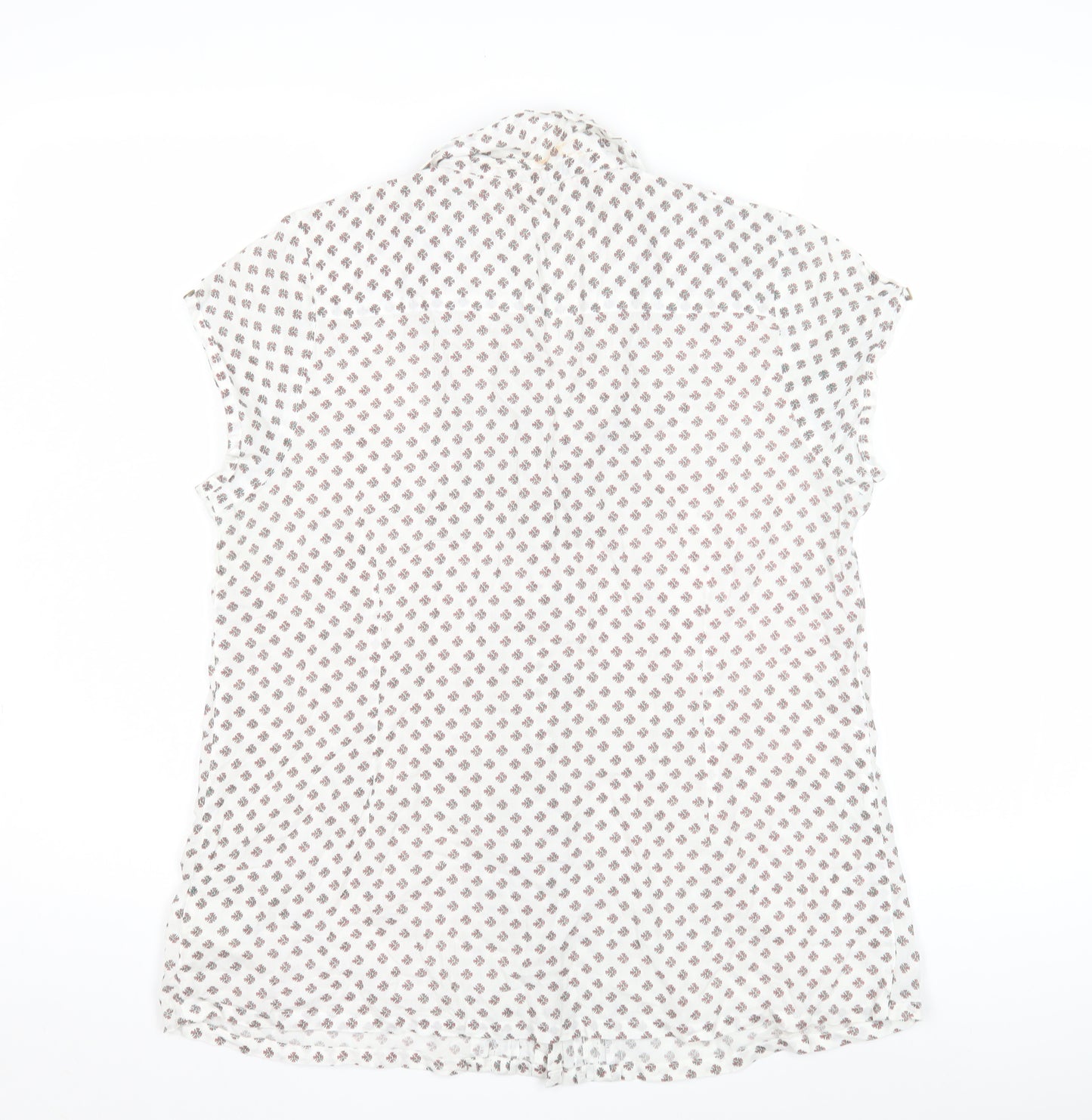 Elegant Women's Geometric Blouse - Size 14, Short Sleeve