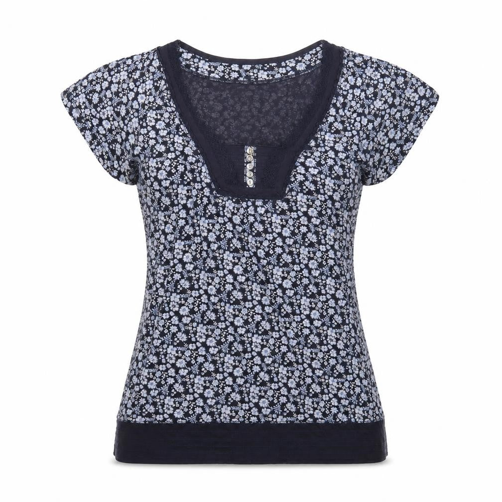 Front view of Marks & Spencer Women's Blue Floral Jersey Blouse
