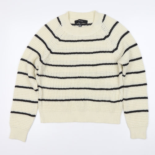 Vero Moda Women's White Pullover Jumper, Size 10, Striped