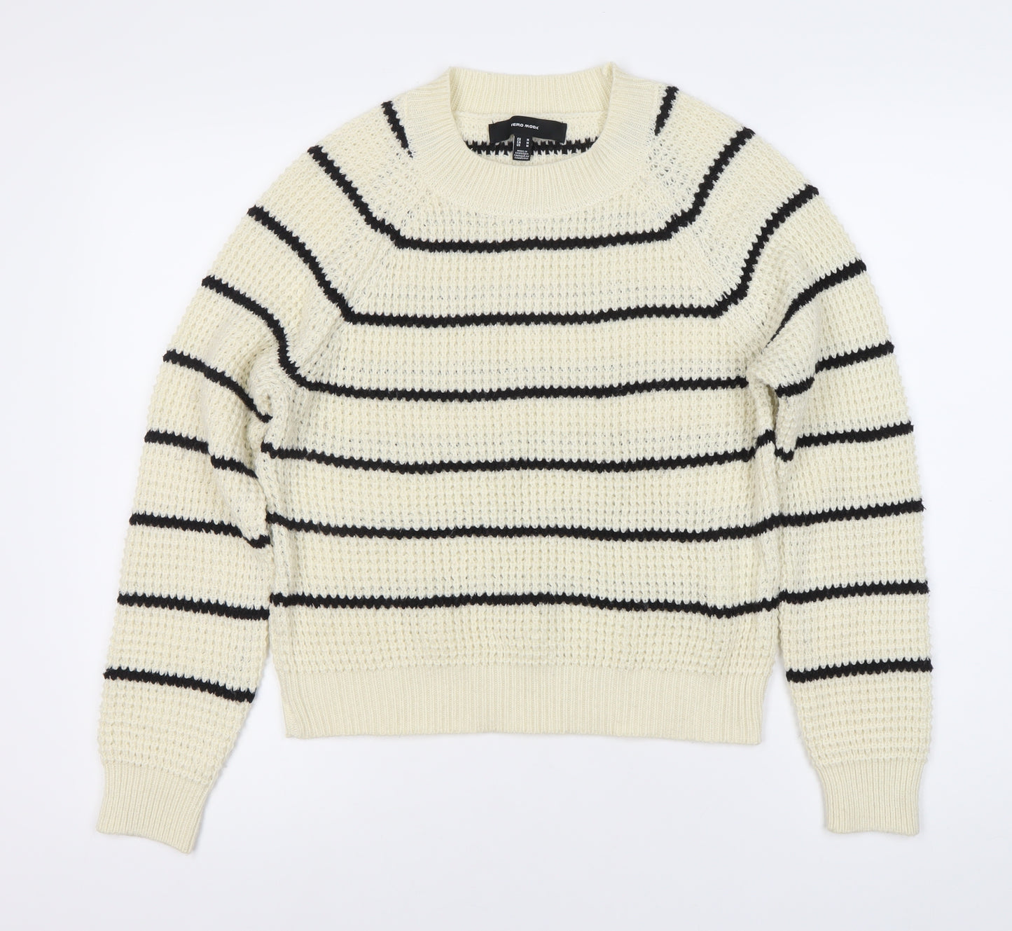 Vero Moda Women's White Pullover Jumper, Size 10, Striped