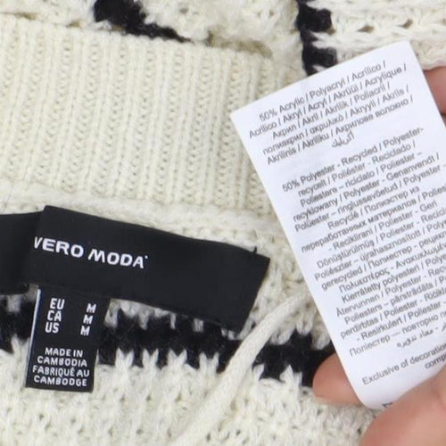 Vero Moda Women's White Pullover Jumper, Size 10, Striped