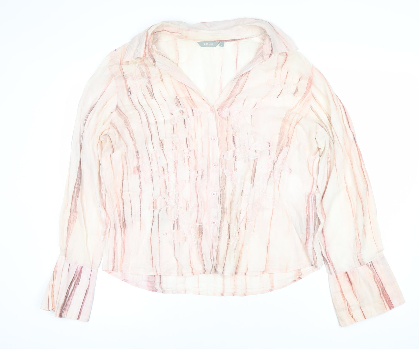 Per Una Women's Multicoloured Blouse Size 18 Button Embroidered