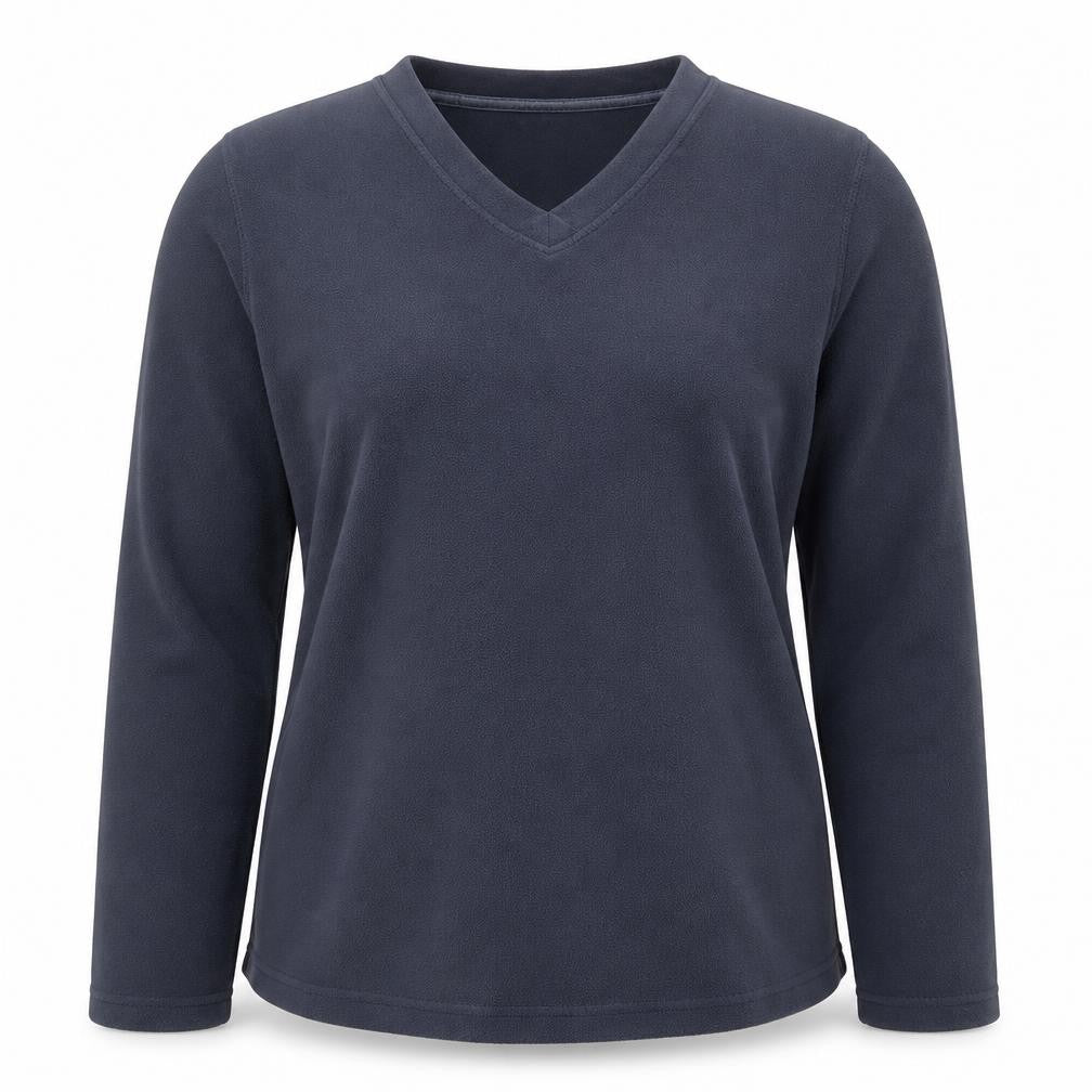 Front view of Peter Storm Women's Blue Pullover V-Neck Sweatshirt, size 8