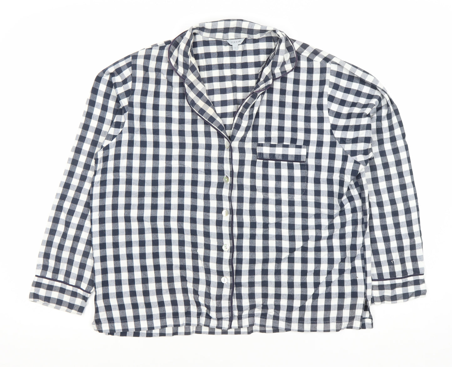 Jigsaw Mens Black White Check Cotton Pyjama Top S